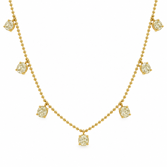 Oval Diamond Drop Station Necklace