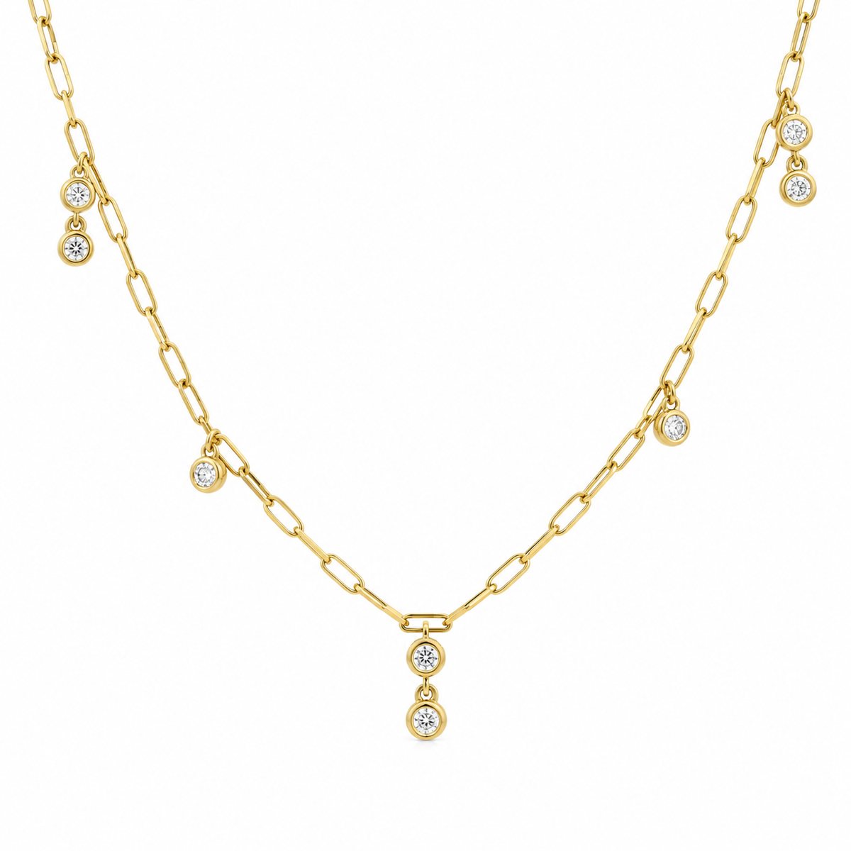 Bezel Drop Diamond Chain Necklace
