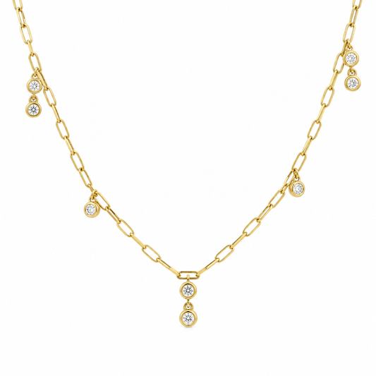 Bezel Drop Diamond Chain Necklace