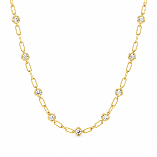 Diamond Station Chain Necklace