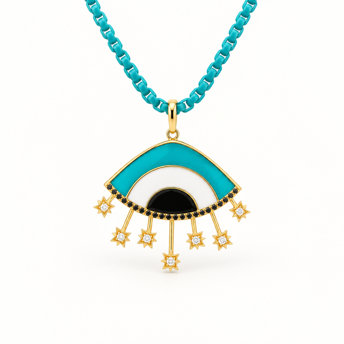 Celestial Enamel Eye Diamond Necklace