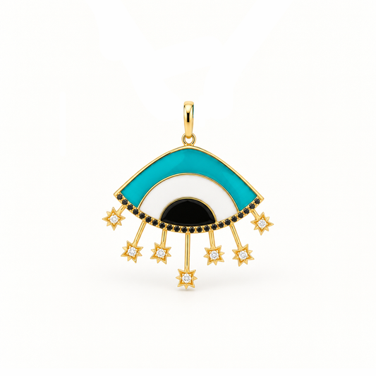 Celestial Enamel Eye Diamond Necklace