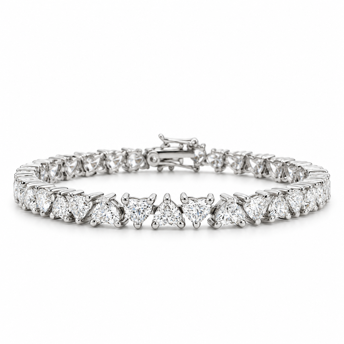 Heart-Shaped Diamond Tennis Bracelet