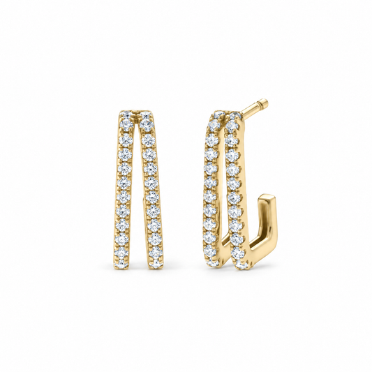 Angular Double Hoop Diamond Earrings