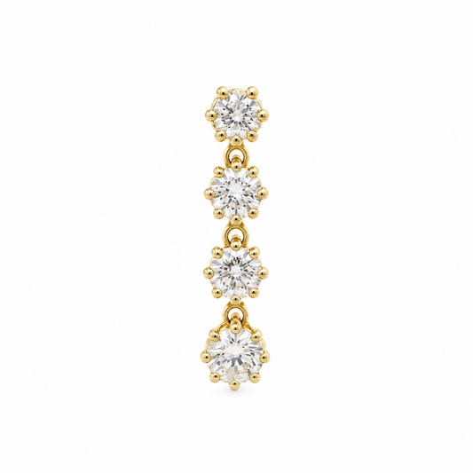 Cascade Diamond Drop Earring in yellow gold