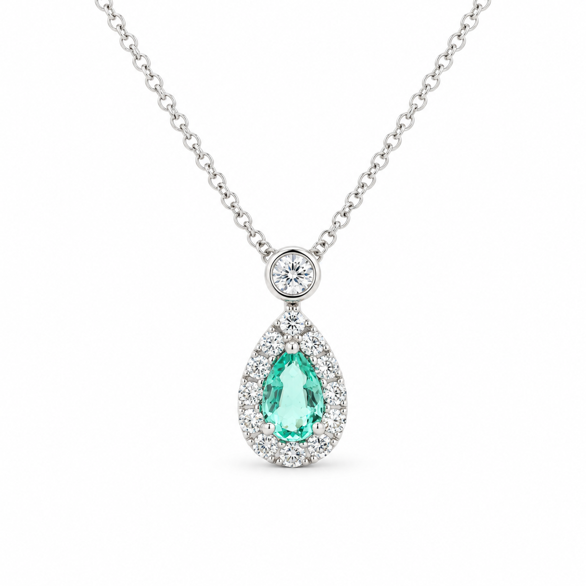 Emerald Pear Diamond Necklace