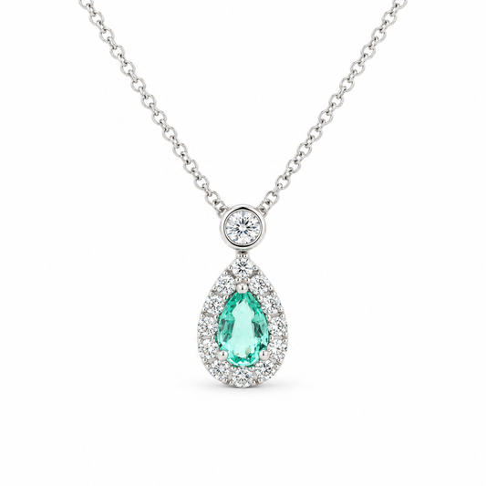 Emerald Pear Diamond Necklace