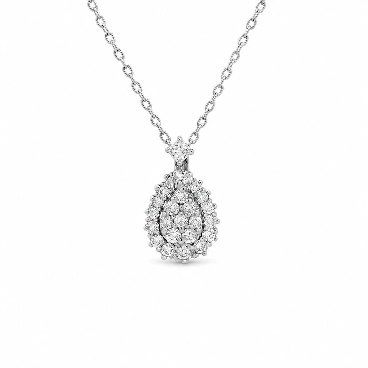 Diamond Teardrop Cluster Necklace