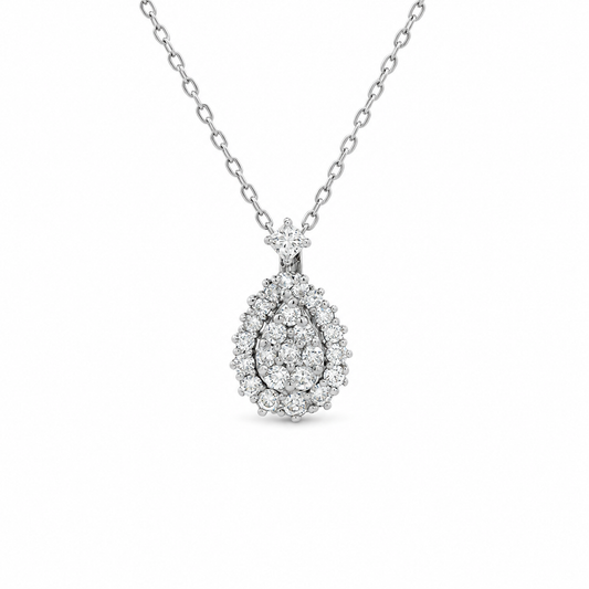 Diamond Teardrop Cluster Necklace