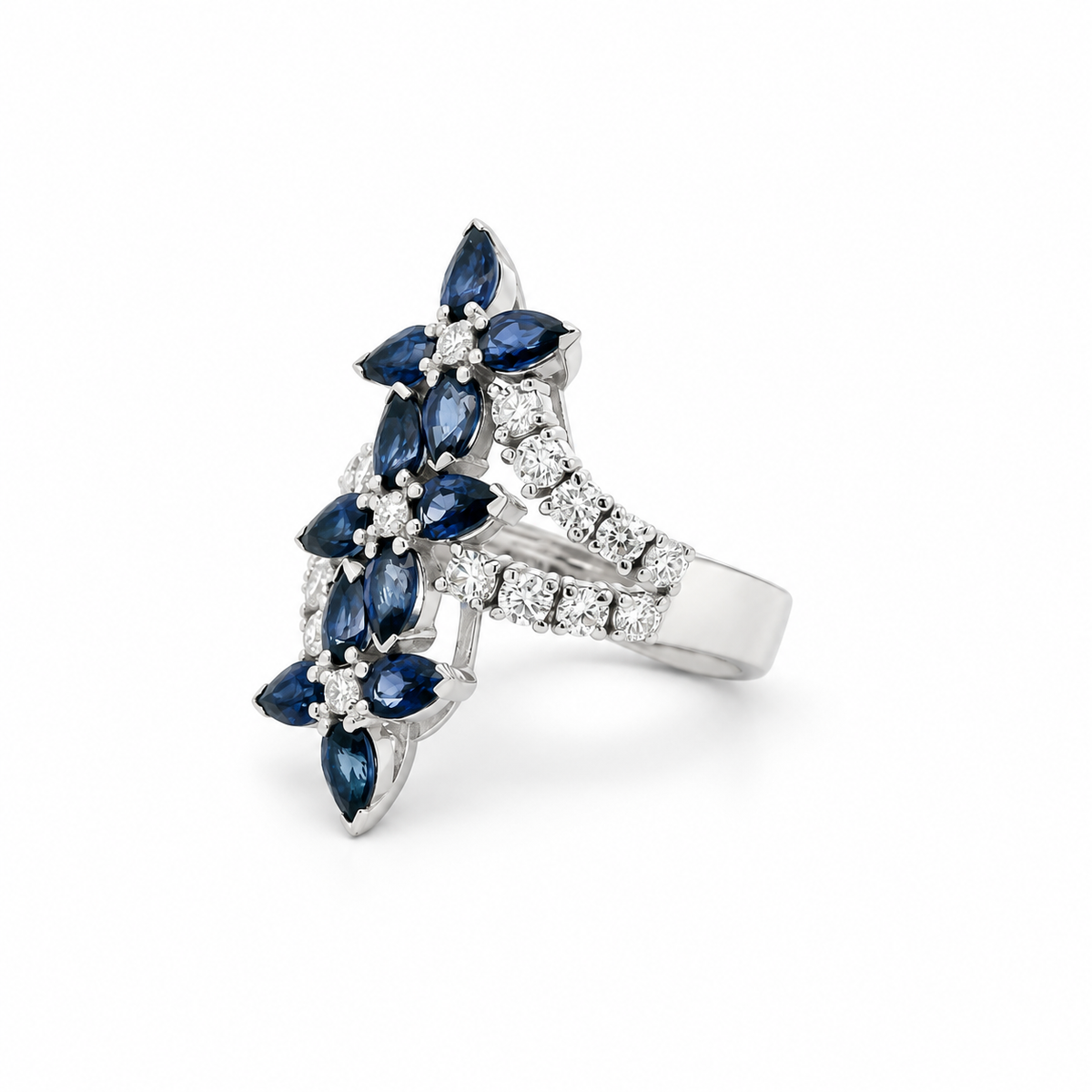 Sapphire Floral Diamond Ring