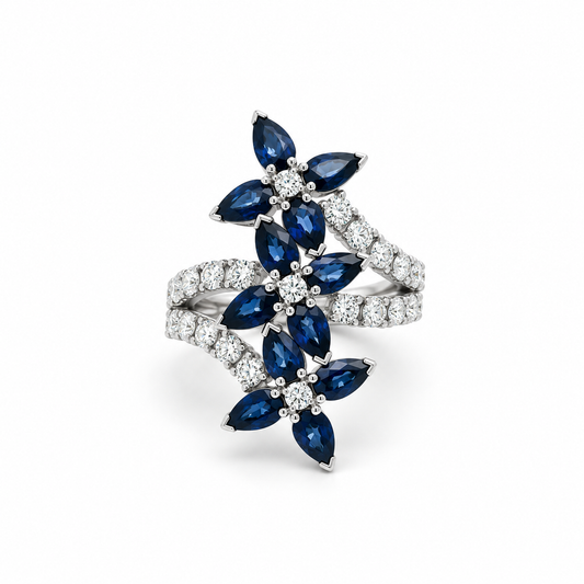 Sapphire Floral Diamond Ring