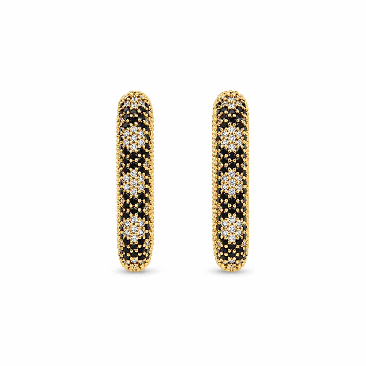 Embroidery Black Diamond Hoop Earrings