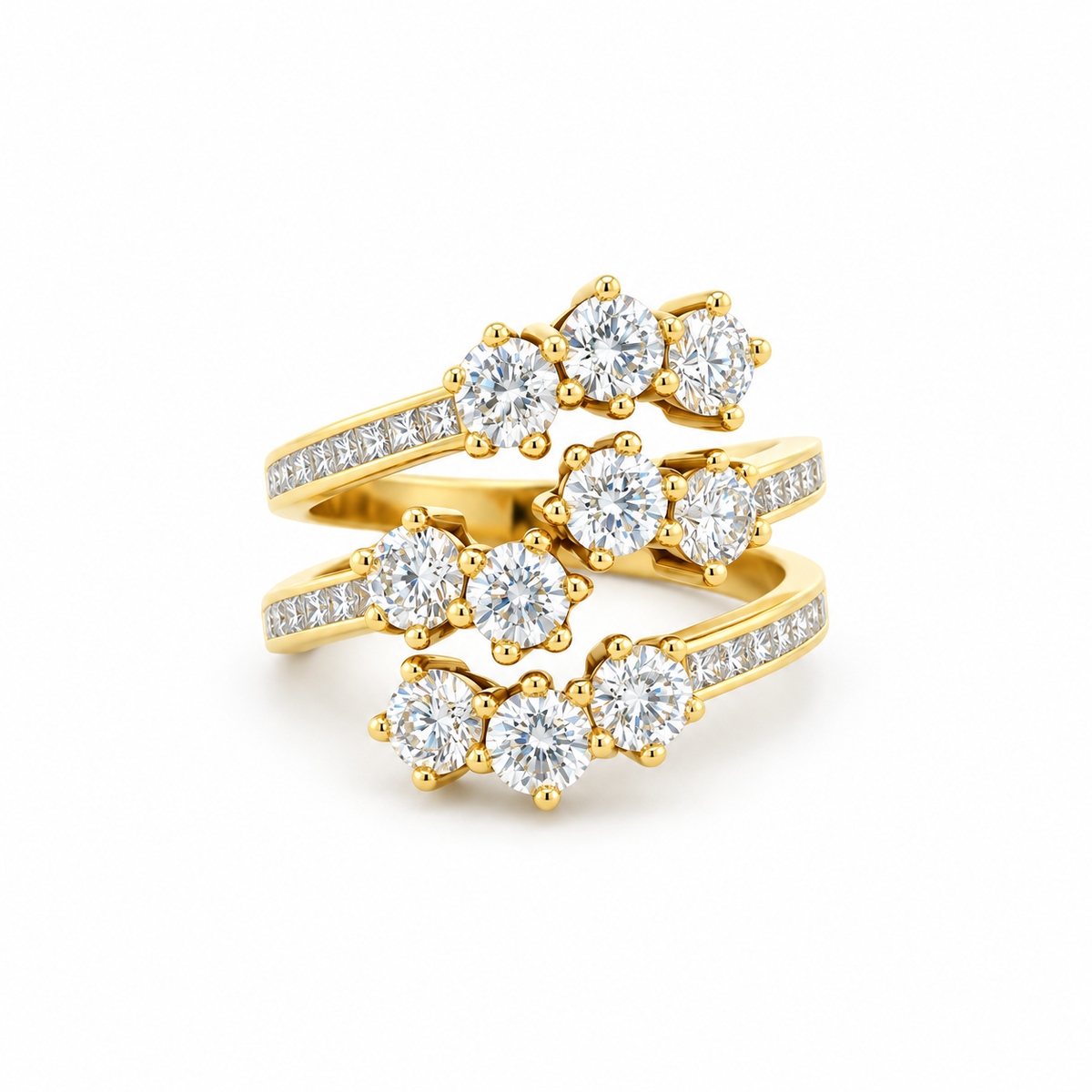 Triple-Tier Diamond Wrap Ring