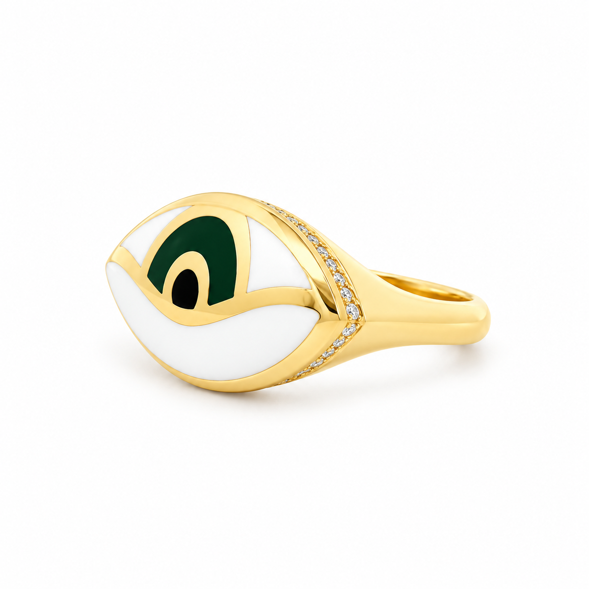 Evil Eye Signet Diamond Ring