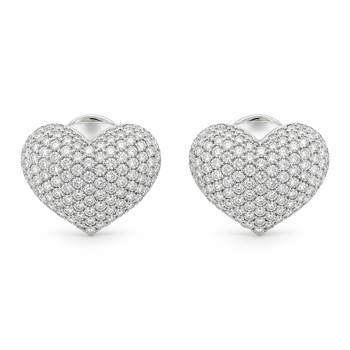 Pavé Heart Diamond Stud Earrings