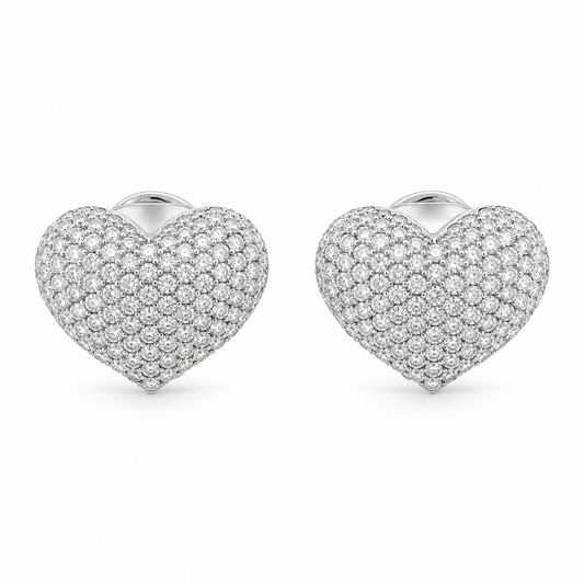 Pavé Heart Diamond Stud Earrings