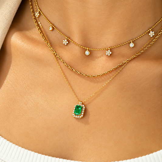 Delicate Beaded Diamond Charm Necklace
