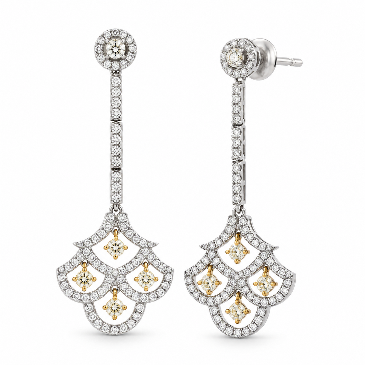 Diamond Fan Drop Earrings