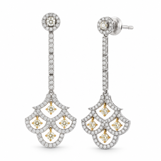 Diamond Fan Drop Earrings