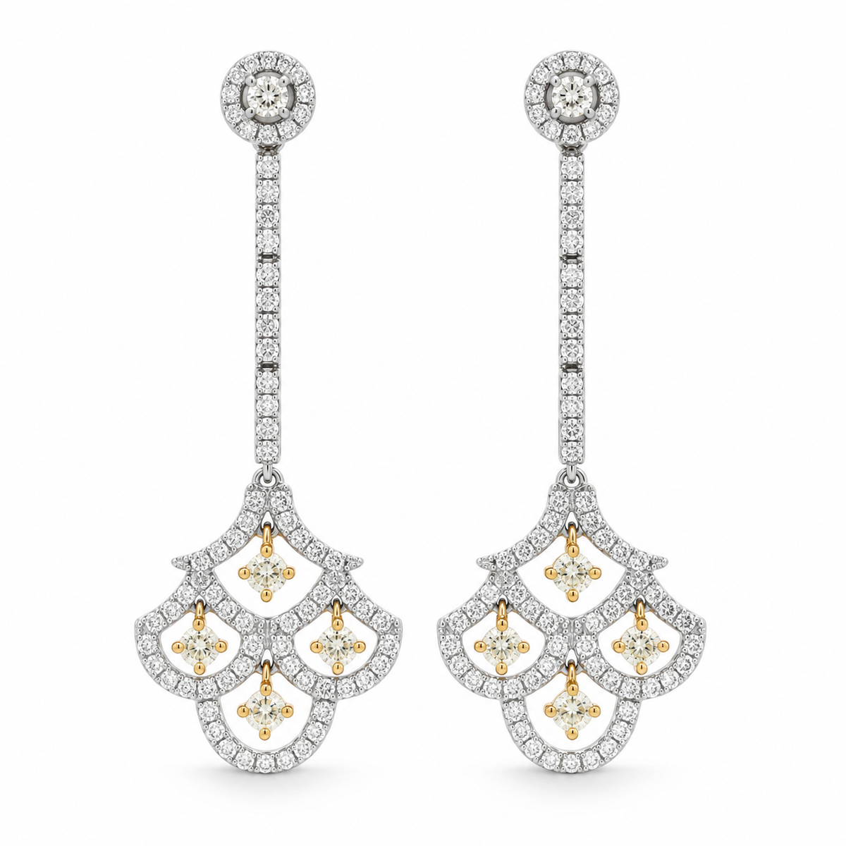 Diamond Fan Drop Earrings