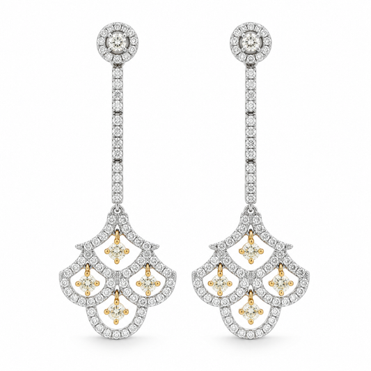 Diamond Fan Drop Earrings