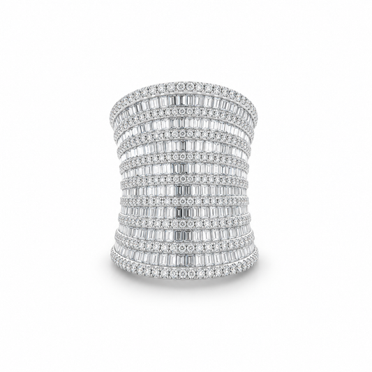 Diamond-Encrusted Baguette Ring