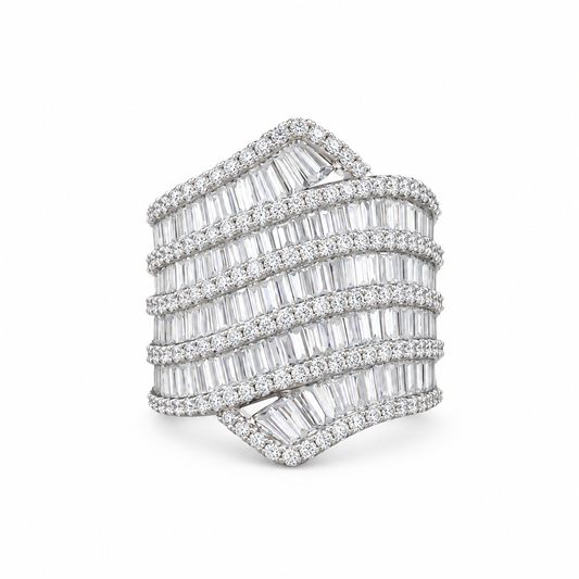 Sculptural Diamond Wave Ring