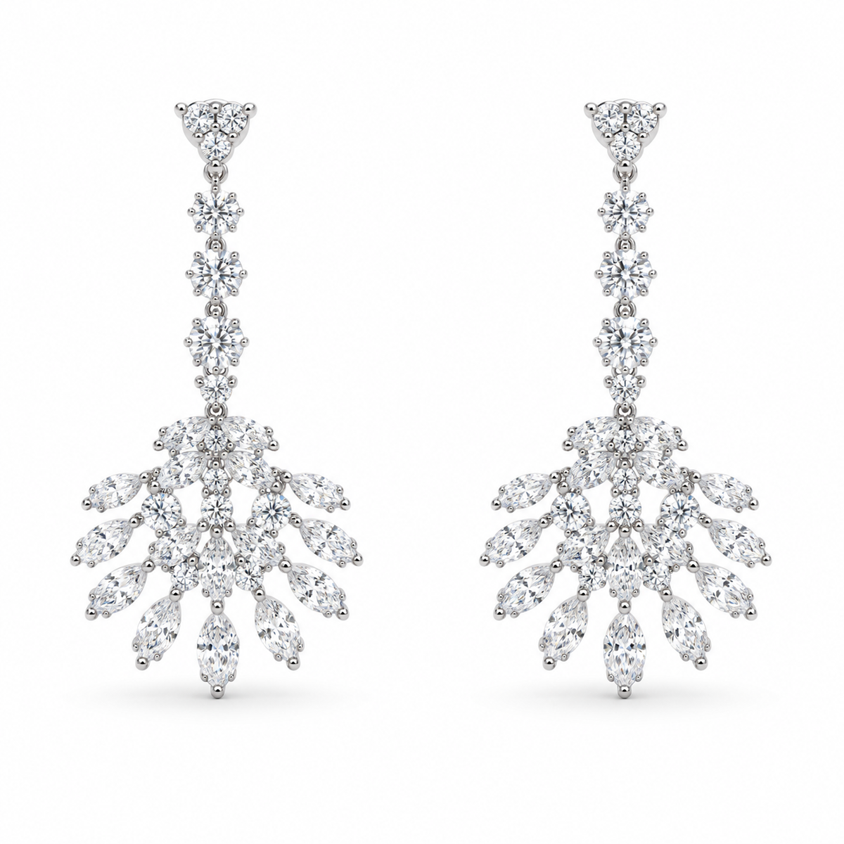 Symmetrical Diamond Chandelier Earrings