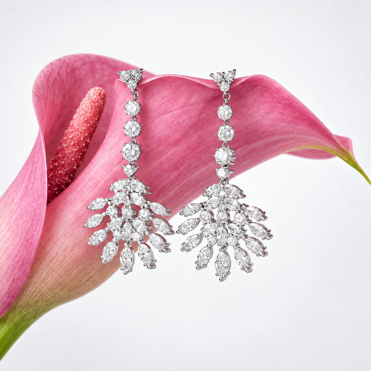 Symmetrical Diamond Chandelier Earrings
