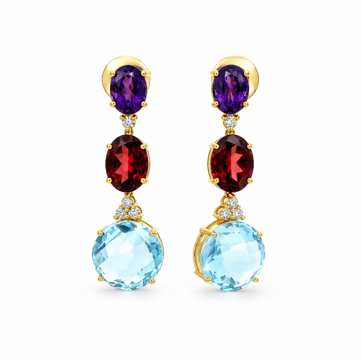 Aurora Trio Gem Drop Diamond Earrings