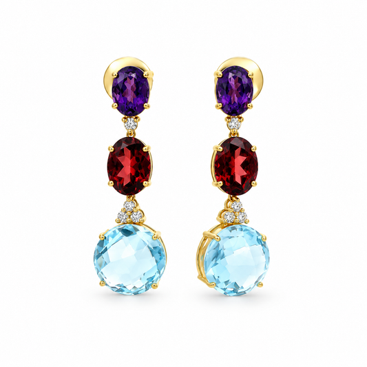 Aurora Trio Gem Drop Diamond Earrings