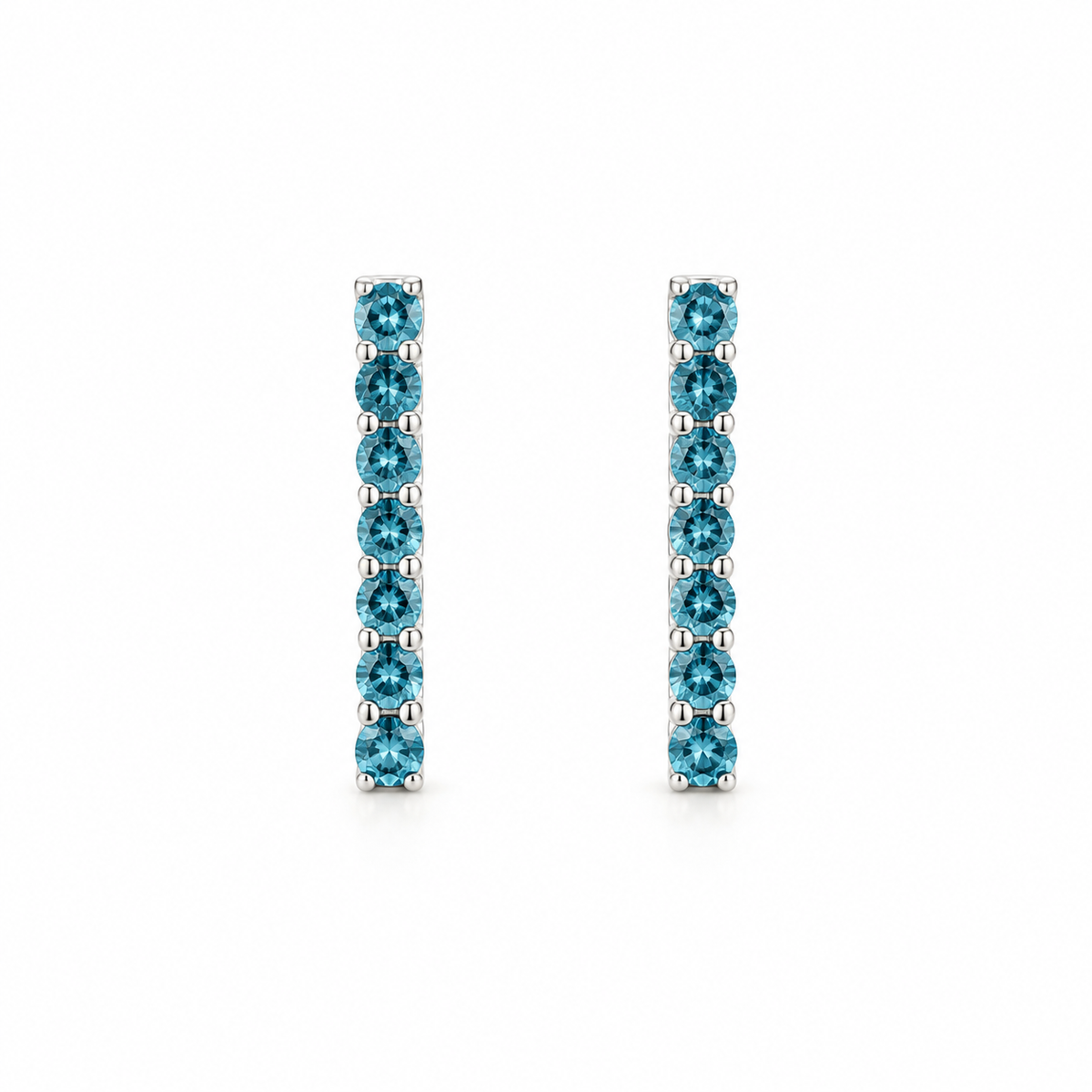 Blue Diamonds Square Hoop Earrings
