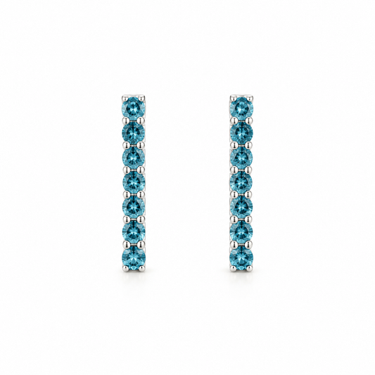 Blue Diamonds Square Hoop Earrings