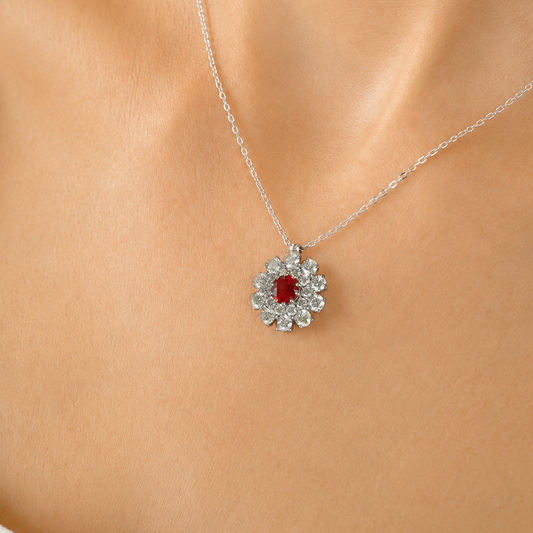 Floral Ruby Diamond Necklace
