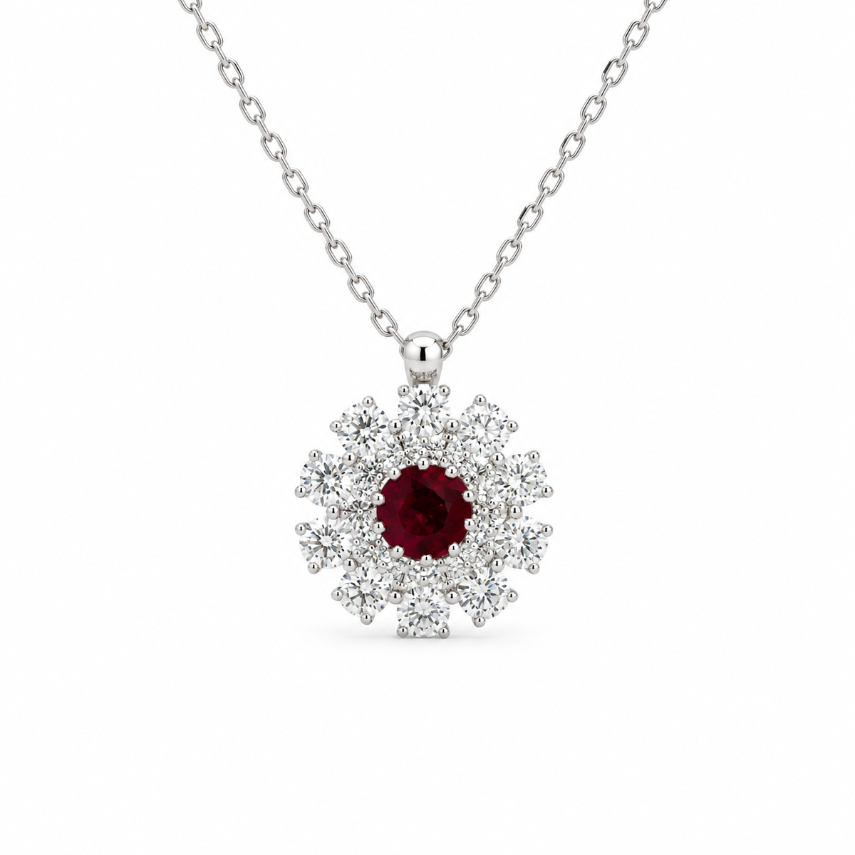 Floral Ruby Diamond Necklace