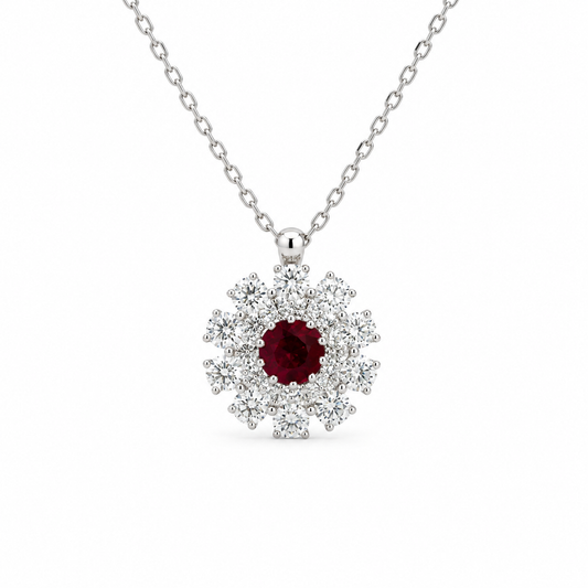 Floral Ruby Diamond Necklace