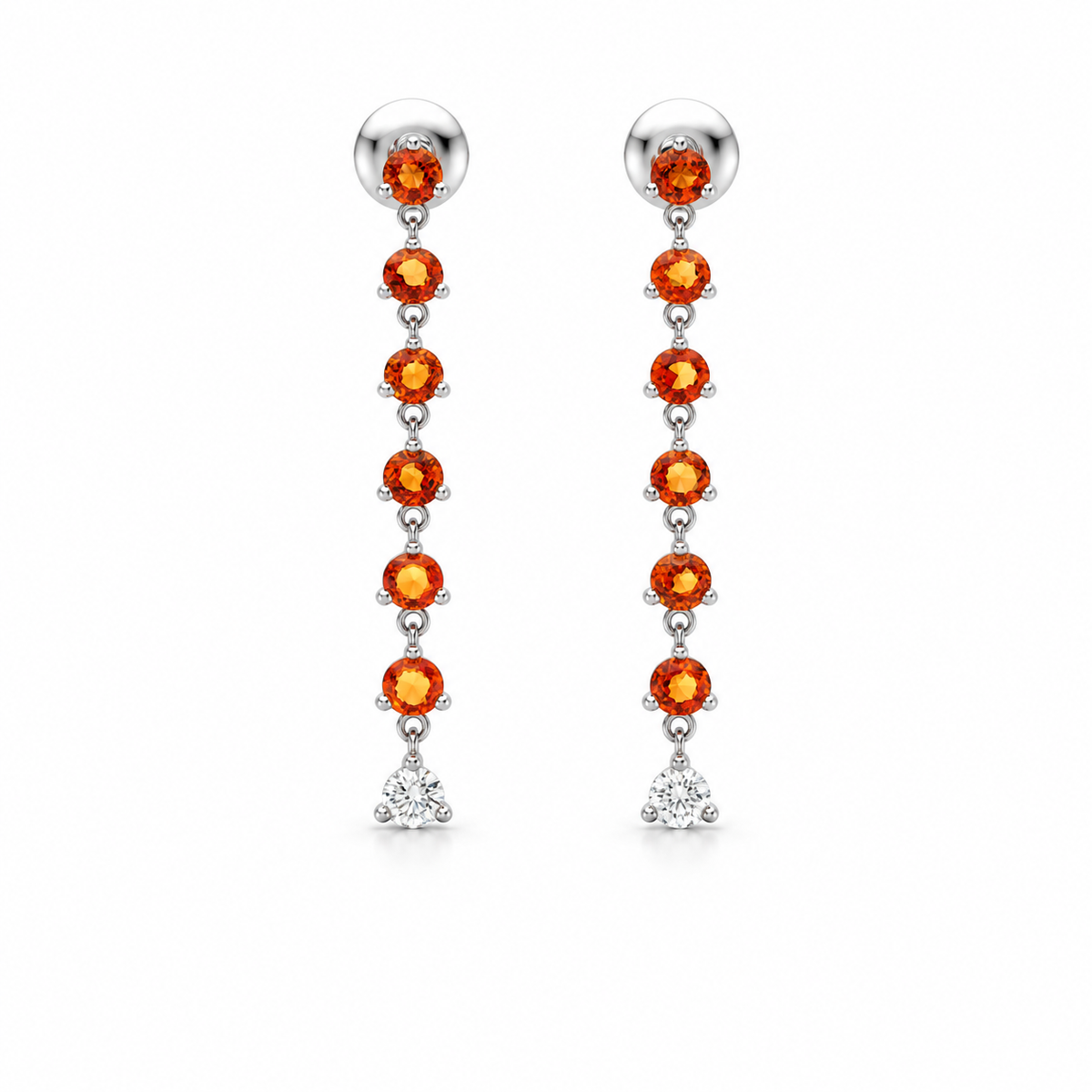 Vivid Orange Sapphire Drop Earrings