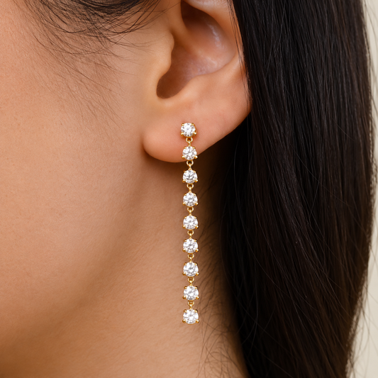 Diamond Line Drop Earrings