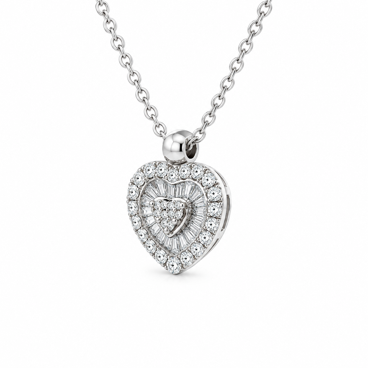 Heart Diamond Cluster Necklace