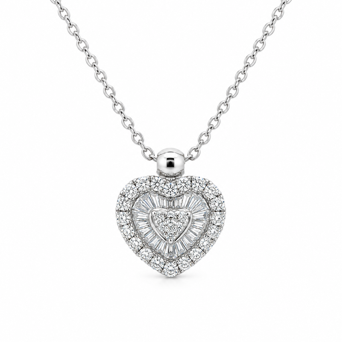 Heart Diamond Cluster Necklace
