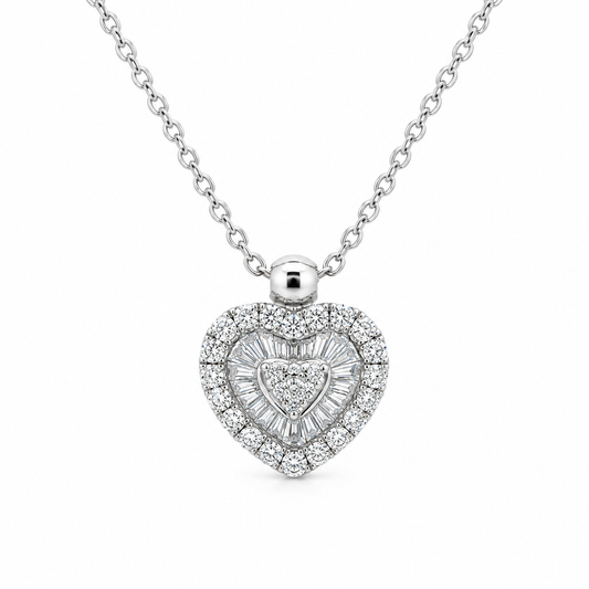 Heart Diamond Cluster Necklace