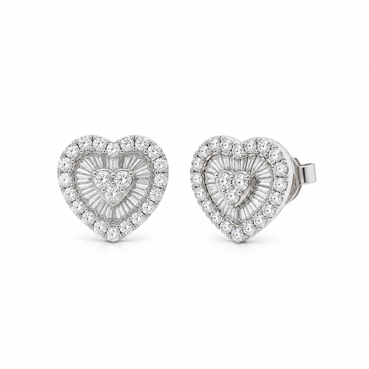Heart Diamond Cluster Earrings