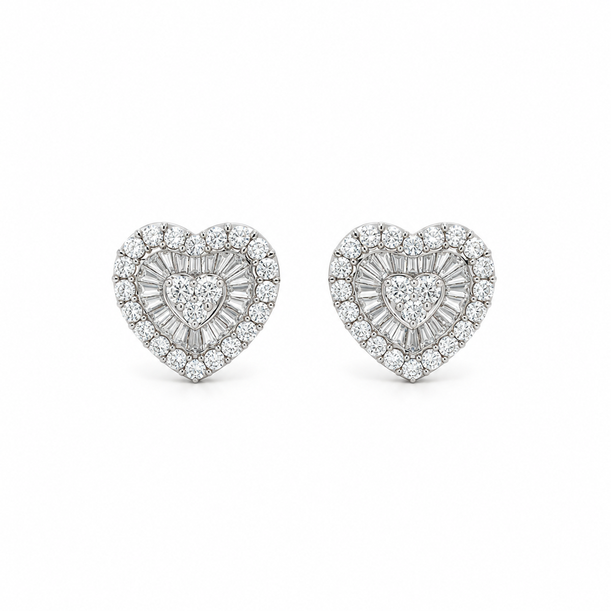 Heart Diamond Cluster Earrings