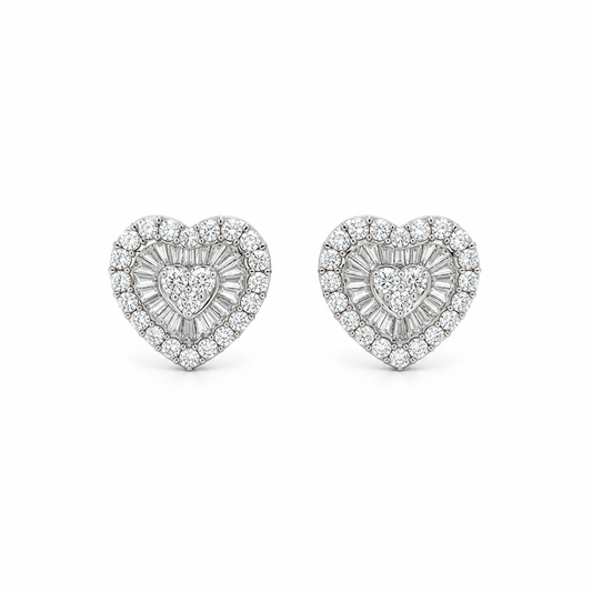Heart Diamond Cluster Earrings