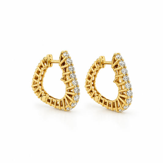 Diamond Heart Hoop Earrings