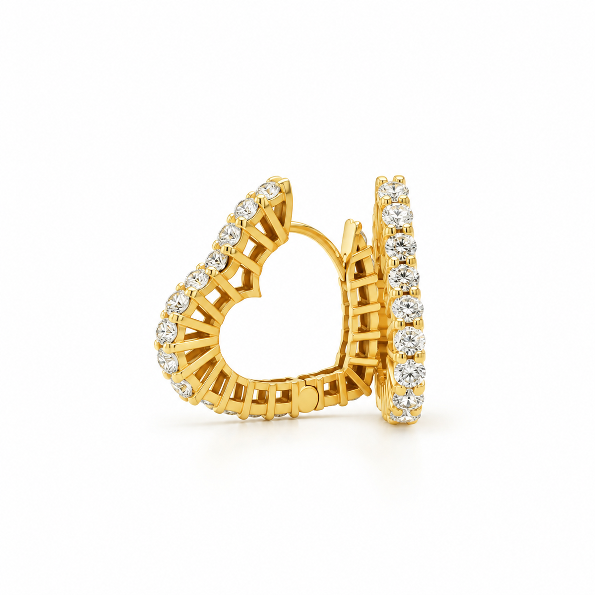 Diamond Heart Hoop Earrings
