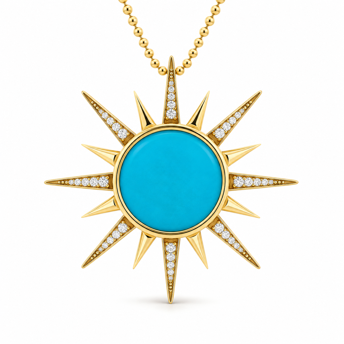 Turquoise Sunburst Diamond Pendant