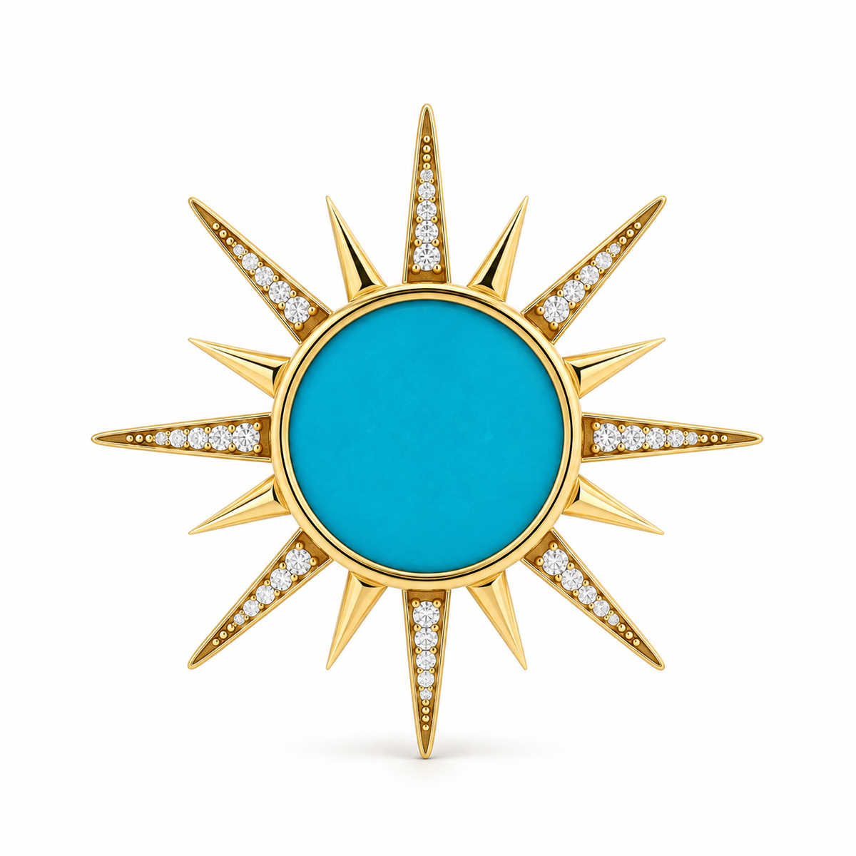 Turquoise Sunburst Diamond Pendant