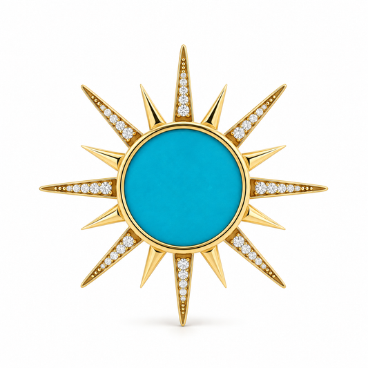 Turquoise Sunburst Diamond Pendant