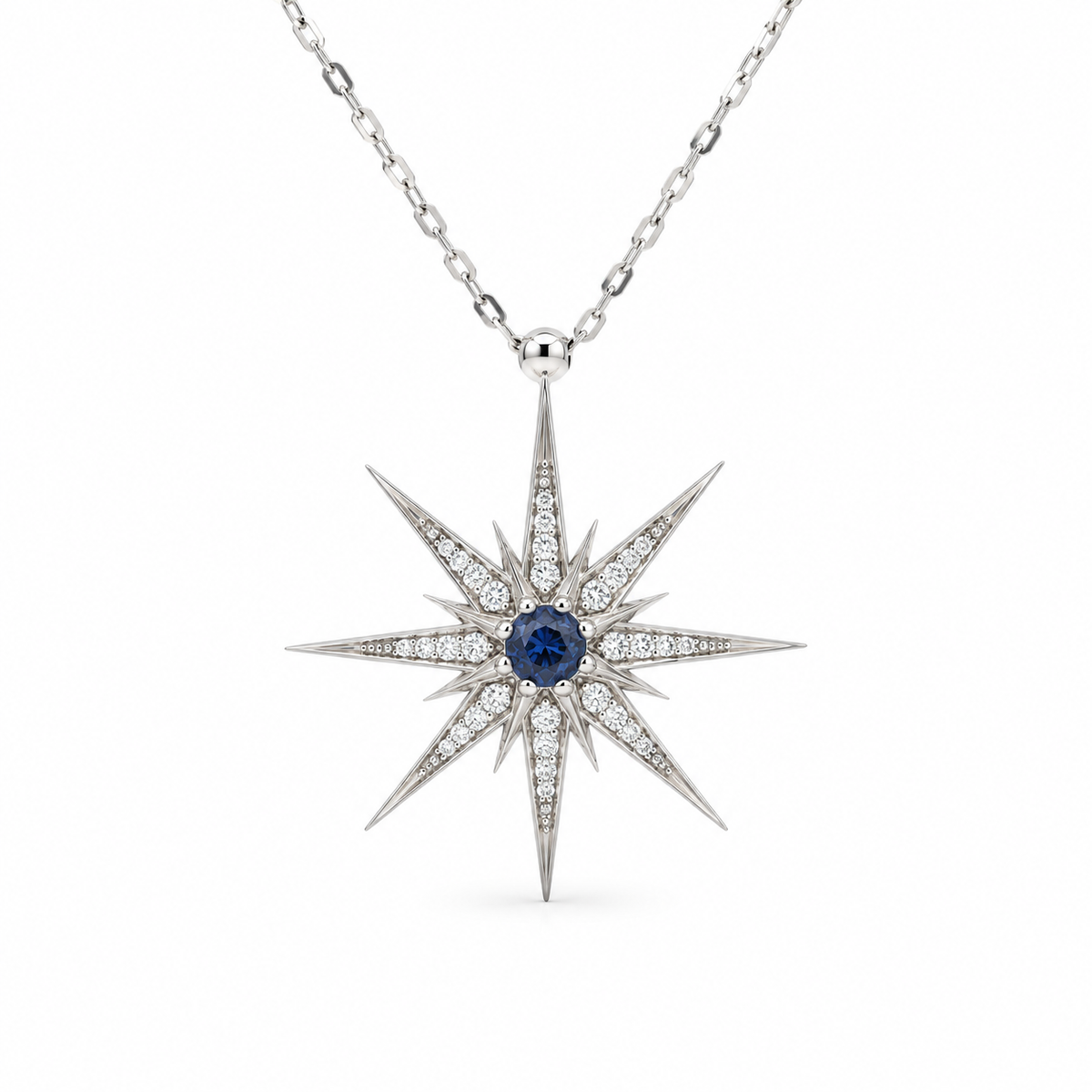 Sapphire Starburst Diamond Necklace